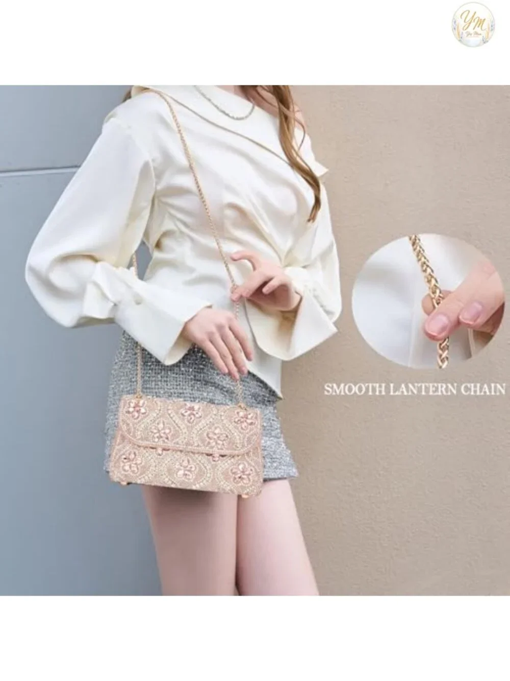 Rhinestone Evening Clutch Bag Chain Strap Square Shoulder Crossbody Purse